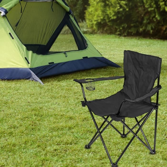 GIANTEX Chaise de Camping Pliante avec Accoudoirs, Porte-gobelet et