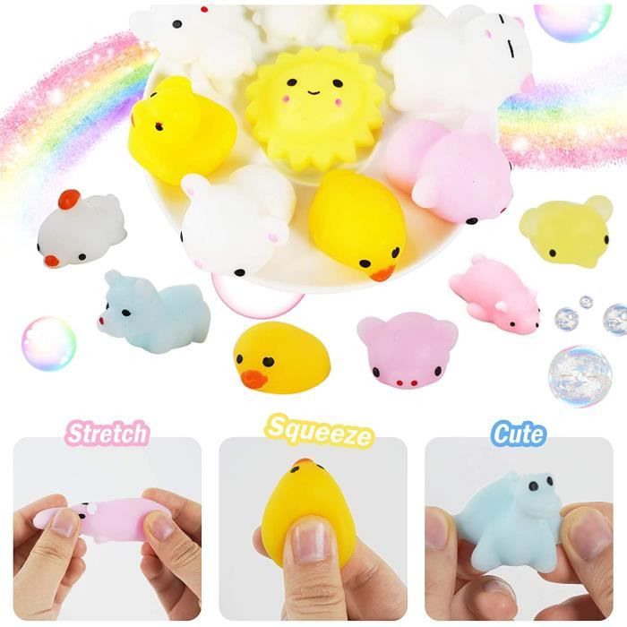 TE-Trend Lot de 4 jouets en peluche Squishy - Motif boule à presser -  Anti-stress - Pour adultes et enfants - Multicolore