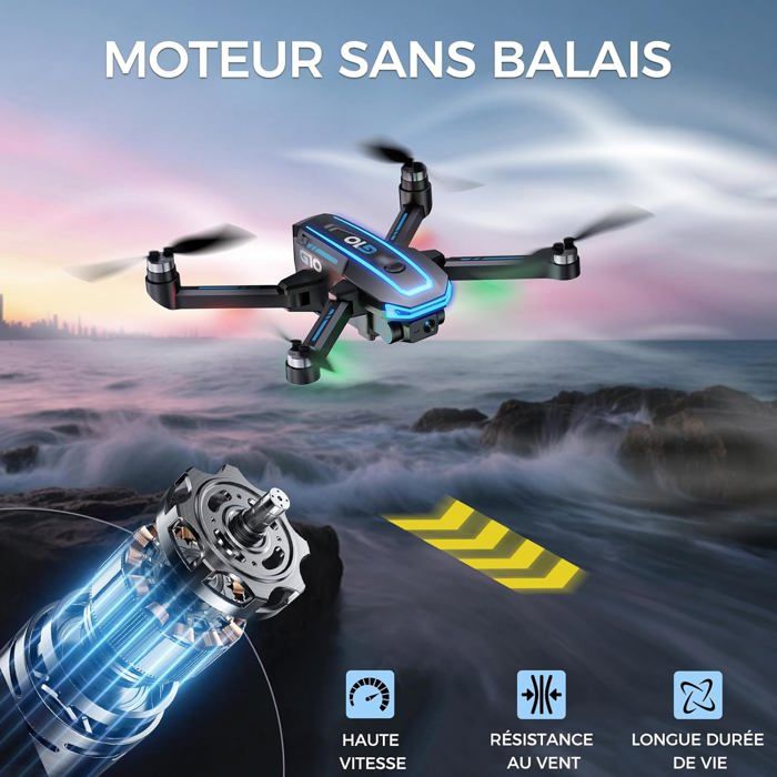 Drone SZSMART 4K Noir télécommandé avec caméra Hd Modèle Z888 La durée