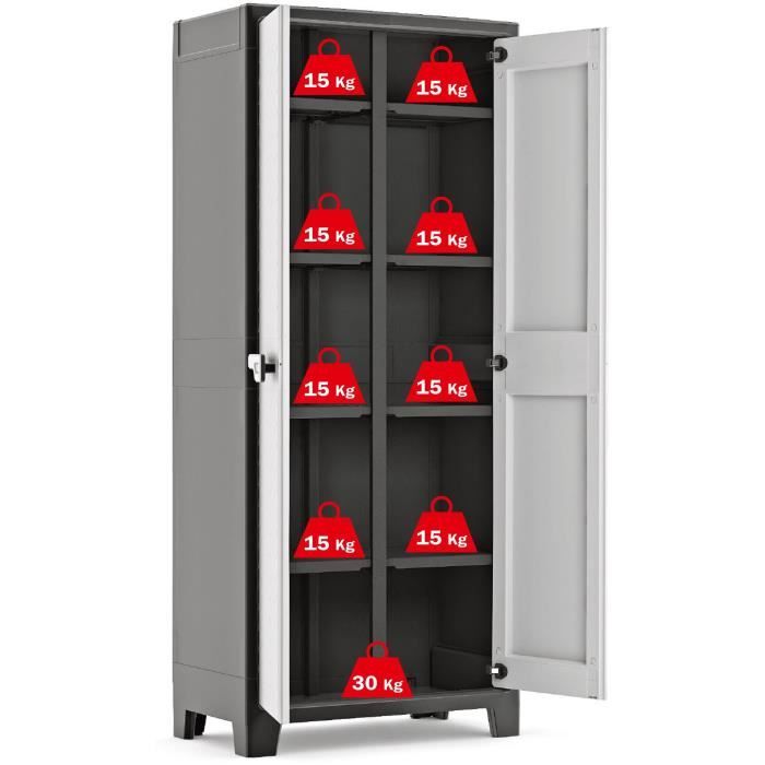 Armoire utilitaire - KETER - TITAN - 44 x 80 x 182 cm - Gris ...