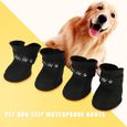 4pcs Chaussures de Pluie Antidérapant bottes imperméables Bottes de Neige pour chien et chat(M Noir)-0