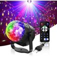 Boule Disco, 6 Couleur Lampe de Scène Jeu de Lumiere Lumière Fête 5W LED 7 RGB à Commande Sonore Mini Projecteur Boule Eclairag 3-0