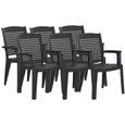 Lot de 6 chaises de jardin empilables en résine coloris Gris - Longueur 59 x Profondeur 60 x Hauteur 87 cm-0