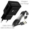 Pour Samsung Galaxy NOTE 8 : Chargeur Rapide USB Original 2A + Câble Long Noir Univ-0
