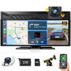 CAMPARK 10.26'' Autoradio Carplay Voiture Caméra avant 4K+1080P Caméra de recul écran tactile Carplay sans fil Android Auto