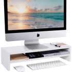 ACMETOP Réhausseur d'Écran PC Moniteur 2 Couches 50 x 20 x 13cm Support de Moniteur Ordinateur Portable en Bois Stand pour Bureau - Blanc
