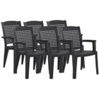PEGANE Lot de 6 chaises de jardin empilables en résine coloris Gris - Longueur 59 x Profondeur 60 x Hauteur 87 cm