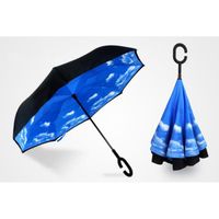 Bleu solaire parapluie Double parapluie inversé, C-free anti-parapluie voiture Etanche Anti UV Anti-Vent 