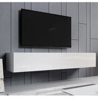 Meuble TV - DESIGN AMEUBLEMENT - Aitana M2 - Structure Mélamine 16mm - Blanc - 180 x 30 x 40cm