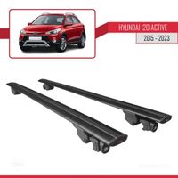Compatible avec Hyundai i20 Active 2015-2023 HOOK Barres de Toit Railing Porte-Bagages de voiture Avec verrouillable Alu NOIR