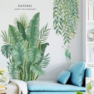 Stickers Muraux Plantes Vertes - Décoration Enfant - PVC - Aspect Frais Et Naturel