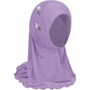 ECHARPE - FOULARD Écharpe Pour Fille - Pour Enfants - Hijab Musulman - Petite Fille - Écharpe Musulmane Avec Fleurs - Arabie - Casquette Islam[u304]