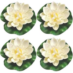 JRSHIRLEYLTD Lot De 5 Fleurs De Nénuphars Artificiels + 2 Feuilles - Flottants Pour Bassin, Aquarium - EVA