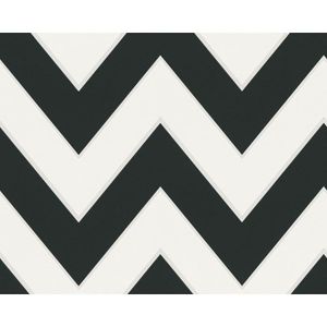 Chevron Zig Zag papier peint Blanc Noir paillettes Vinyle texturé à coller au mur