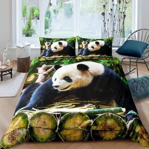 ZGRTZH Housse de Couette 90 x 190 Enfant Panda Parure de Lit 1 Personne  avec Fermeture