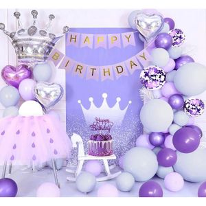 Ayuqi 1er Anniversaire Sirene Decoration Fournitures Violet Joyeux Anniversaire Banniere Set Avec 1 Enorme Sirene Balloons Latex Confettis Ballons Nappe Sirene Decoration De Anniversaire 1an Fille Fournitures De Loisirs Creatifs Decorations Et