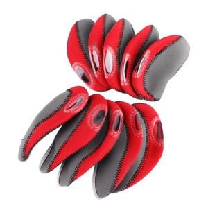 CAPUCHON - COUVRE CLUB Atyhao Couverture de club 10 Pcs Golf Iron Club Head Covers Clubs Protection Headcover Set (Gris + Rouge)