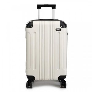 VALISE - BAGAGE Kono Bagage à Main en Coquille Dure ABS léger Valise Cabine 4 Roues Spinner Business Trip Trolley, 39L, Beige