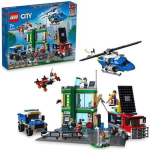 ASSEMBLAGE CONSTRUCTION LEGO® 60317 City La Course-Poursuite de La Police à La Banque, Jouets Drone et 2 Camions pour Enfants +7 ans, Sets d’Aventures