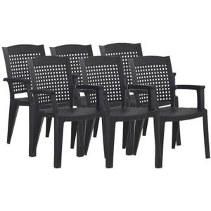 FAUTEUIL JARDIN  Lot de 6 chaises de jardin empilables en résine coloris Gris - Longueur 59 x Profondeur 60 x Hauteur 87 cm