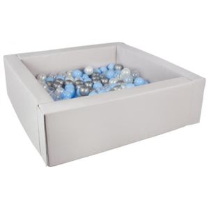 PISCINE À BALLES Piscine à balles carrée Velinda - 200 balles - gris/perle, transparent, bleu clair, argent