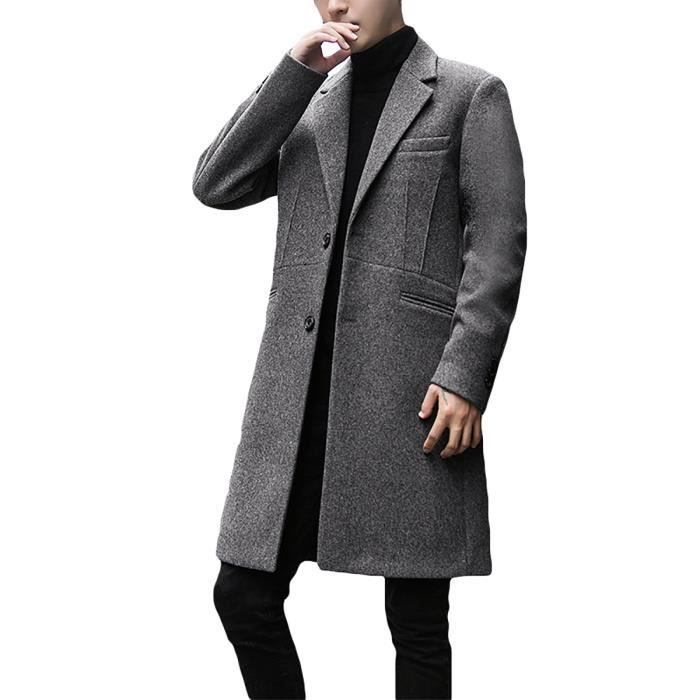 manteau gris long homme