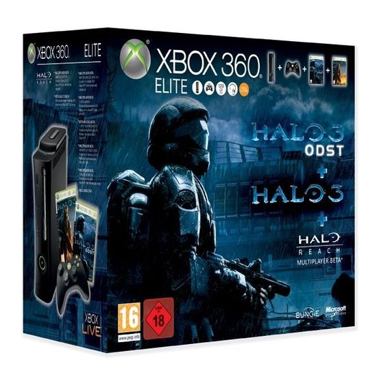 Console Xbox 360 Elite Halo ODST Ultimate Pack avec jeux et