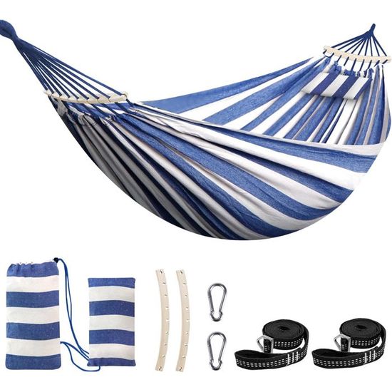Hamac Camping 2 Personnes Nasharia – 300 Kg Max, Nylon Parachute Respirant 275x140 Cm, Ultra Léger Avec Mousquetons Et Sangles