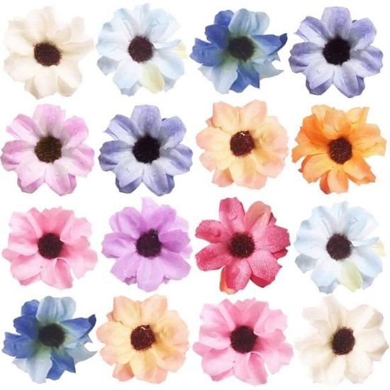 Fleur Artificiel 100 Pcs Multicolore Tête Marguerite Artificielle Fausse Fleur Artisanat Fleurs Artificielles Deco Pour Maison Mariage Fete 94675410