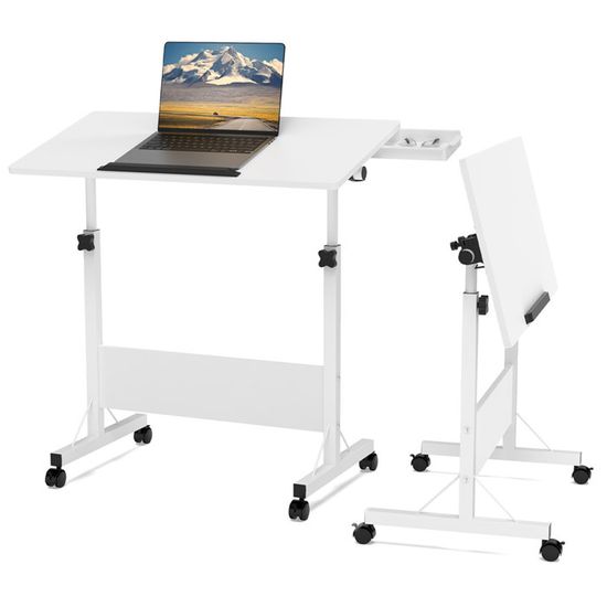 Table De Lit Réglable En Hauteur Et Longueur - Bureau Mobile Avec Roulettes Pour Ordinateur Portable, Lit, Canapé, Hôpital