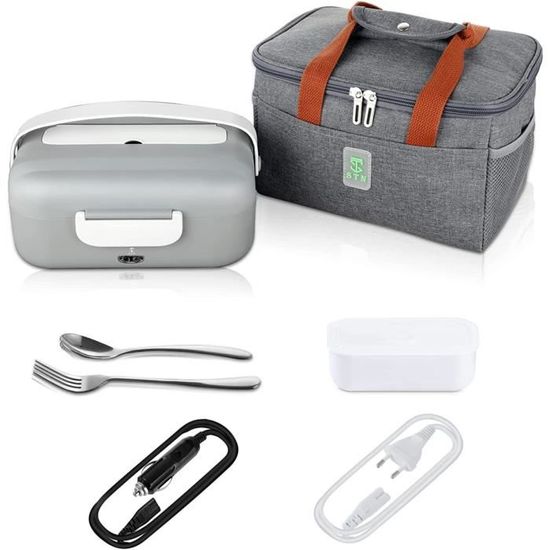 Gamelle Chauffante 12V/24V/220V/110V GENTRE - 1.5L Acier Inox 304, 60W, Chauffage Rapide, Avec Sac Isotherme