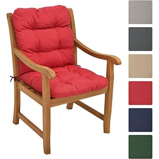 Beautissu Coussin Flair NL 100x50x8cm - Rouge - Coussin dossier bas pour chaise fauteuil de jardin terrasse - Jardin