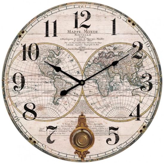 Horloge Murale Ronde Carte Monde Mappemonde Mappe Continent Chiffres Chambre Appartement