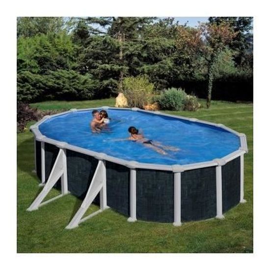 gre piscine ovale acier 6 34 x 3 99 x h 1 32 m imitation rattan cdiscount jardin