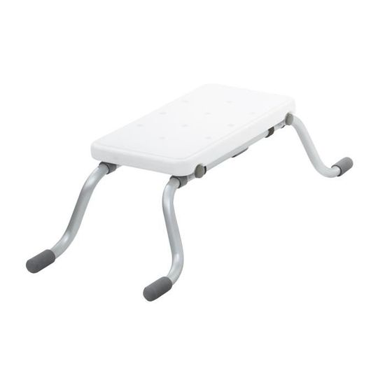 Tabouret De Salle De Bain Rabattable Ridder A0050301 - Aluminium Anodisé Blanc, Réglable En Hauteur 470-510 Mm, Charge 150 Kg