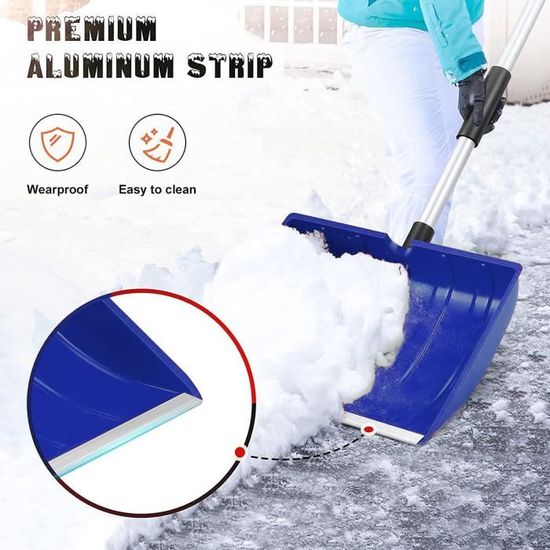 Pelle à Neige Pliable Overmont – Alu, 32 Cm, Bleue, Compacte Pour Voiture, Kit Urgence