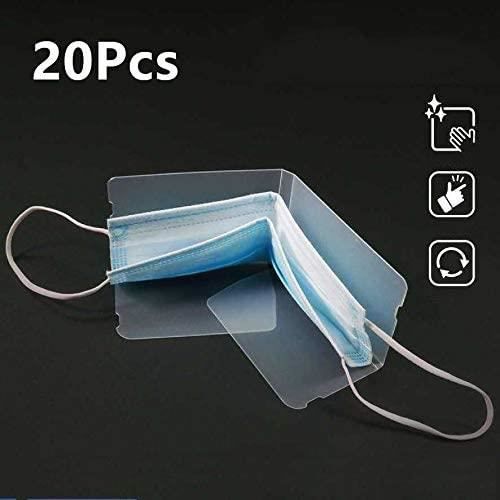 Lot de 20 pochettes de rangement pour masques portables avec clip de rangement