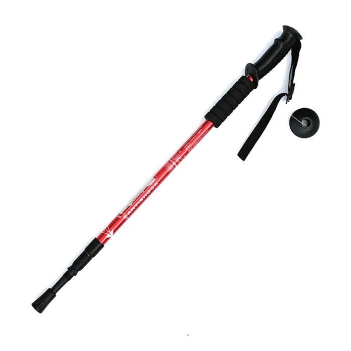 Bâton de Marche Bâton de Randonnée en Aluminium Réglables 65-135CM pour Trekking Randonnée Alpinisme Voyage Sport en Plein Air,rouge