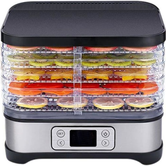 Déshydrateur Aliment 5 Plateaux 250W Déshydrateur de Légume de Fruit écran à LED