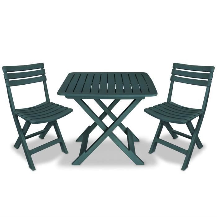 Elégant - Set bistrot pliable 3 pcs Haut de gamme - Ensemble de bistro - Plastique Vert @872874