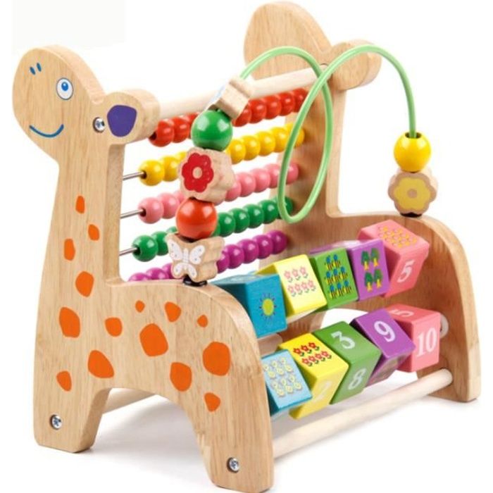 Labyrinthe de Perles Girafe en Bois Jeu d'éveil Jouet de Premier Age Boules Jouet éducatif Cadeau pour Enfants et Bébé