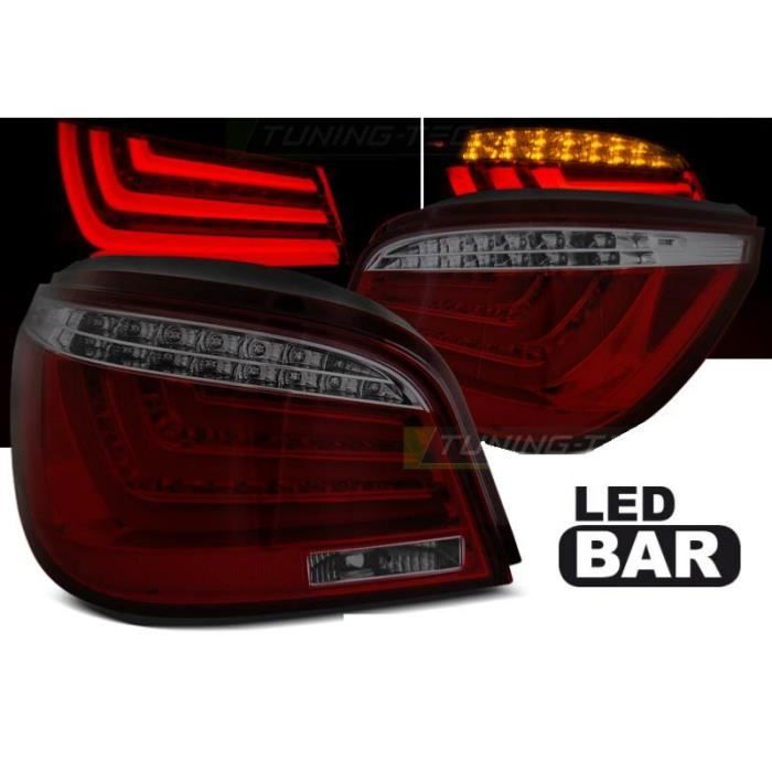 Paire feux arriere BMW serie 5 E60 Berline 03-07 LED BAR rouge fume-27335779
