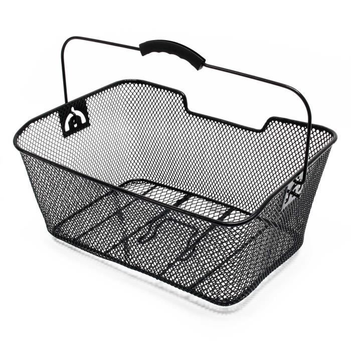 Panier pour vélo 38,5 x 27 x 16,5 cm Porte-bagage Détachable Acier Noir Transport Sac Emplettes - 61455