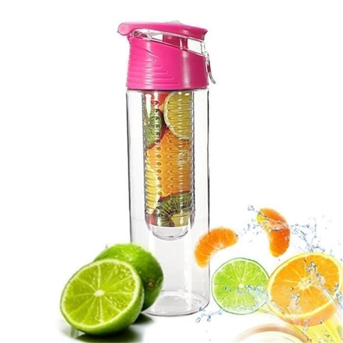 Gourde en plastique - Pour jus de fruits avec eau gazeuse - 800 ml - Pour faire infuser les fruits - Plastique