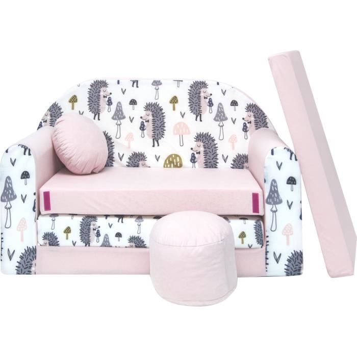 PPG4KIDS canapé-lit pour Enfant, avec Pouf, Repose-Pieds et Oreiller, Siège rabattable HX1