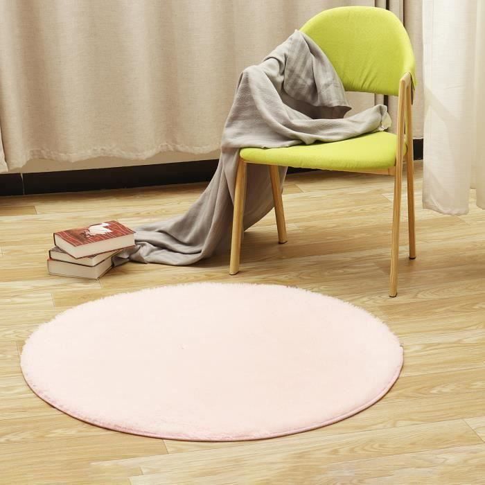 Ronde Tapis de sol Couverture Anti-dérapant Shaggy Tapis Accueil Salon Chambre Tapis Carré Yoga Rose FR73993