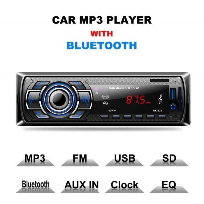Voiture Autoradio Bluetooth Lecteur Stéréo Support MP3 - MP4 - MP5 - USB - SD -AUX avec Télécommande Da33028