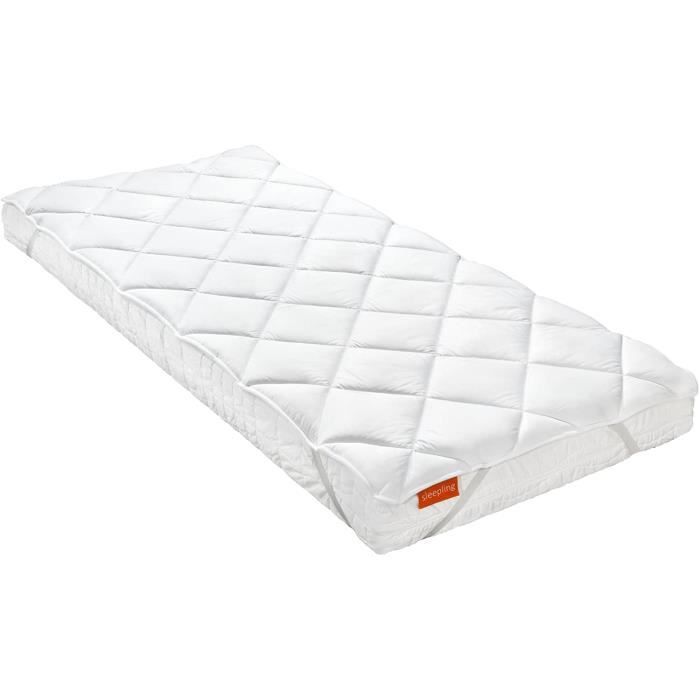 sleepling 194614 surmatelas avec 4 Bandes d'angle élastiques 80 x 190 cm, 100% Microfibre, Blanc