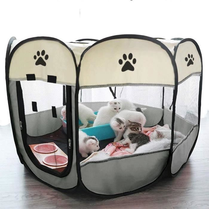 Taille - 74x74x43CM - gris - Tente octogonale pliable portable pour chien ou chat, idéale comme parc à chiot,