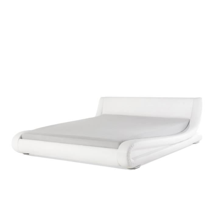 Beliani - Lit double design en cuir blanc 180 x 200 cm AVIGNON